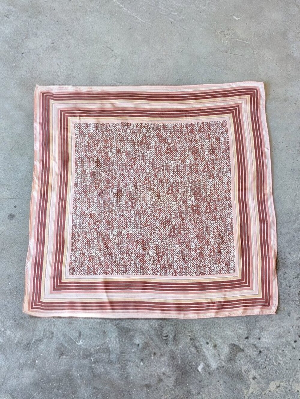 Vintage Made in Japan Brown Tones Striped Square Head Scarf Neck Scarf - Picture 2 of 7